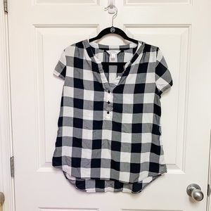 Market & Spruce Navy and White Checkered Top